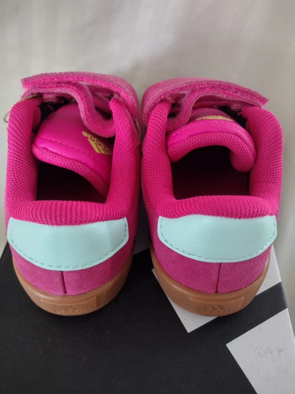 adidas Kids Pink Sneakers with Mint Stripes